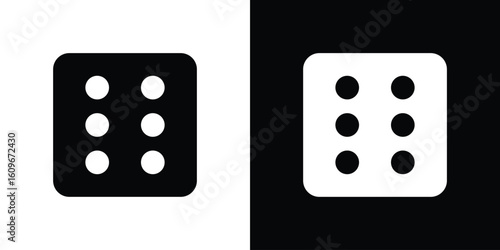 Dice six icon. Vector illustration. Flat design.