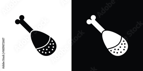 Drumstick bite icon. Vector illustration. Flat design.