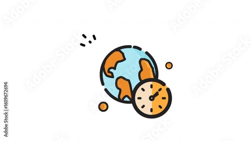 Earth themed clock overlay, ideal for illustrating time, environment, sustainability concepts in a creative and visually impactful way. Suitable for eco conscious designs.