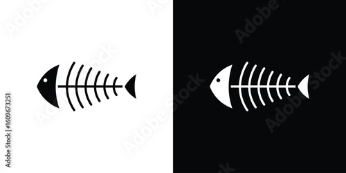 Fish bones icon. Vector illustration. Flat design.