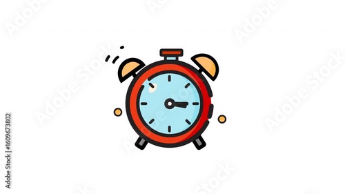Illustration of a red and yellow ringing alarm clock suitable for websites, blog posts, and social media posts needing time related visuals.
