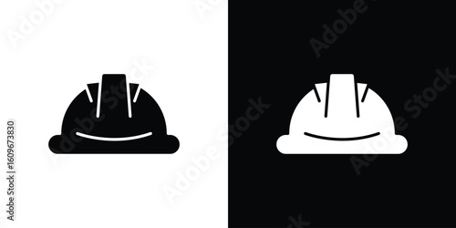Hard hat icon. Vector illustration. Flat design.