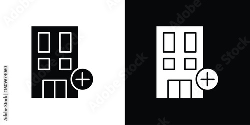Hospital icon. Vector illustration. Flat design.