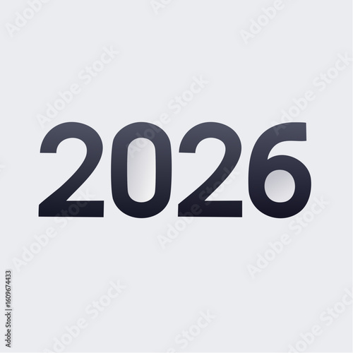 Year 2026: A sleek, minimalist digital display, representing the year 2026, stands boldly. This image can serve as a vibrant symbol of forward-thinking, planning, or futuristic concept.