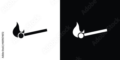 Match fire icon. Vector illustration. Flat design.
