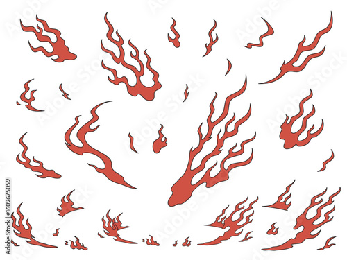 和風の炎のエフェクトのイラスト素材セット