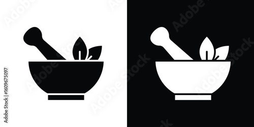 Mortar pestle icon. Vector illustration. Flat design.
