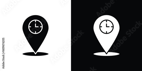 Real time location icon. Vector illustration. Flat design.