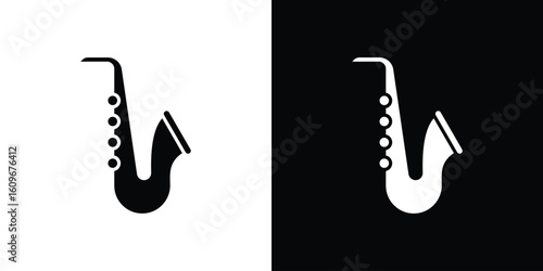 Saxophone icon. Vector illustration. Flat design.