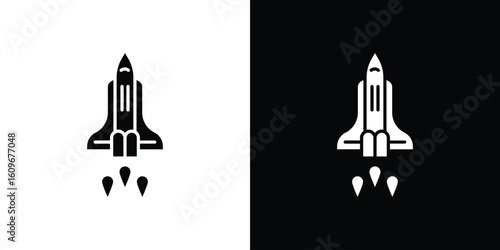 Space shuttle icon. Vector illustration. Flat design.