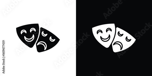 Theater masks icon. Vector illustration. Flat design.
