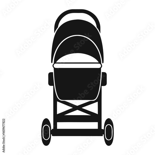 Black silhouette of a baby stroller pram carriage