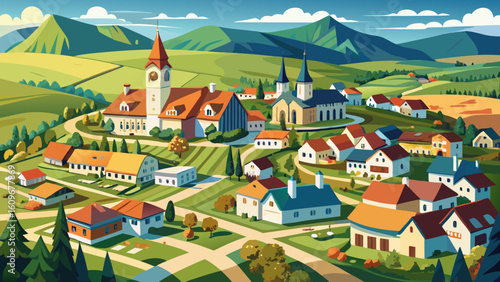 Aerial view of village Cifer near city Trnava, Slovakia