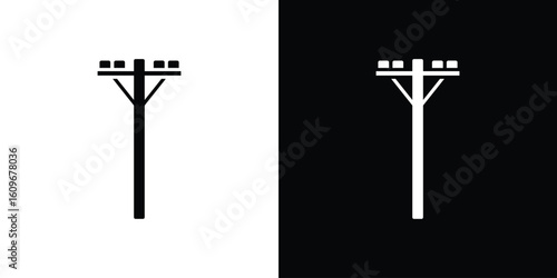 Utility pole icon. Vector illustration. Flat design.