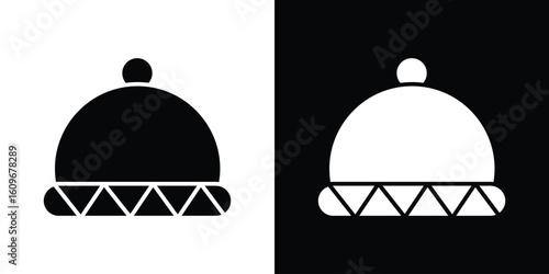 Winter hat icon. Vector illustration. Flat design.