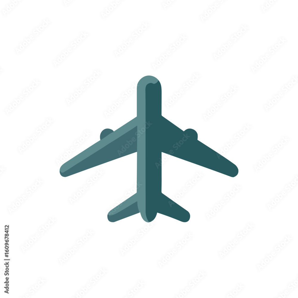 Obraz premium A stylized airplane icon viewed from above, suitable for travel-related designs and backgrounds