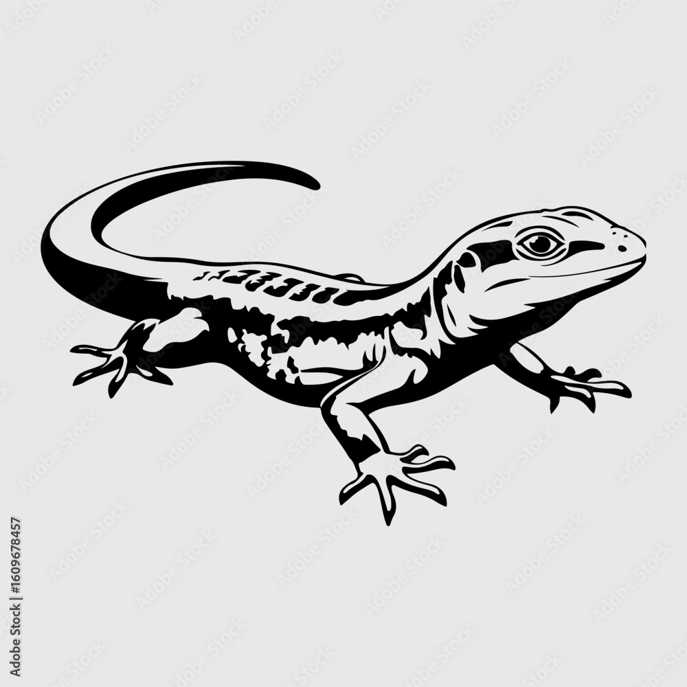 Naklejka premium Gecko Single Simple Vector Graphic, Gecko Isolated Symbol Graphic Clip Art, Gecko Lover Gift Animal Gecko Vector Illustration Design