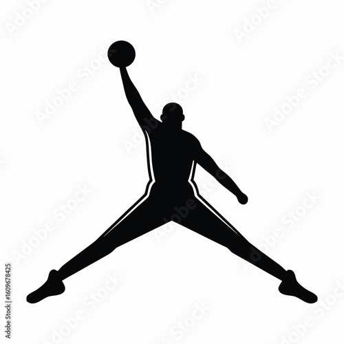 Black silhouette of a basketball player dunking a ball