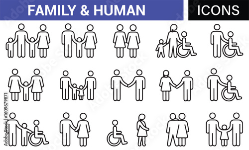Icon Set for Family Bonds, Parenting, and Human Connection