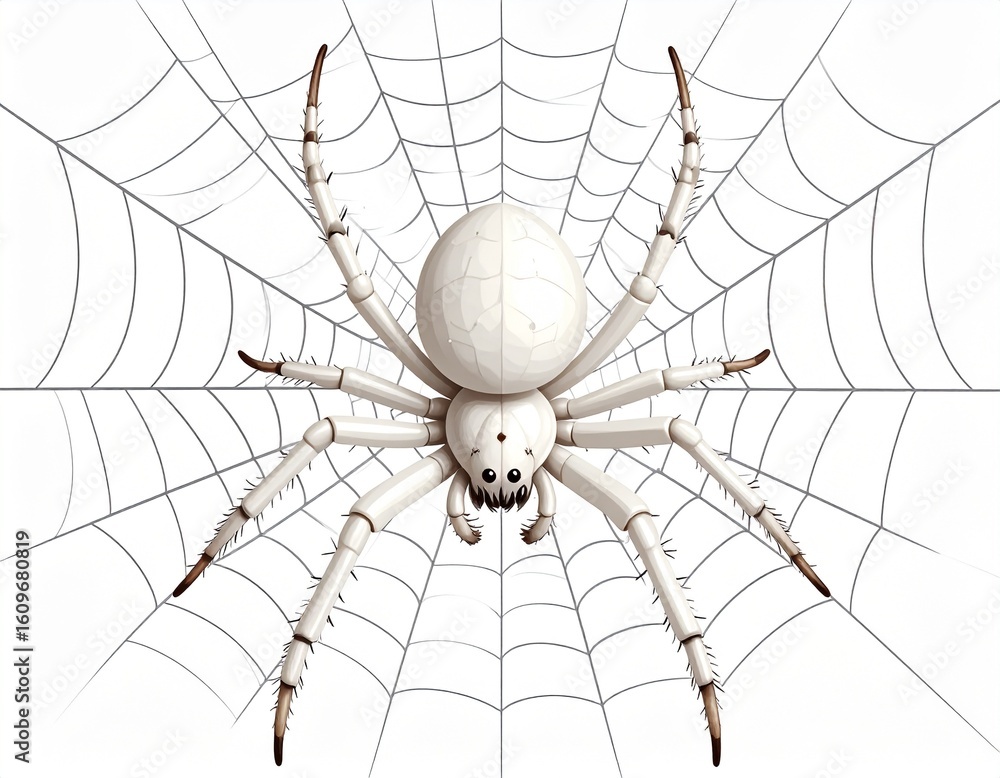 Obraz premium Spider on White Background Minimal Macro