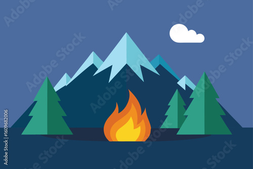 campfire in mountain clearing