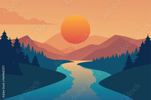 calm river under sunrise colors