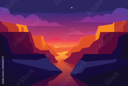 canyon glowing under twilight sky
