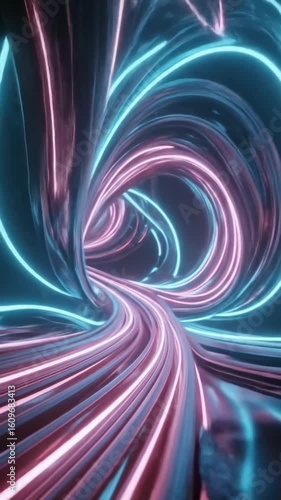 Neon Spiral Data Tunnel