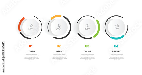4 step circle infographic template vector element suitable for business information and web presentation.