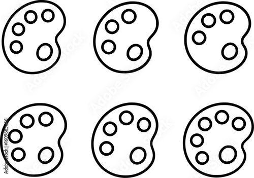 Color palette vector icon set for artists painting and design tools 