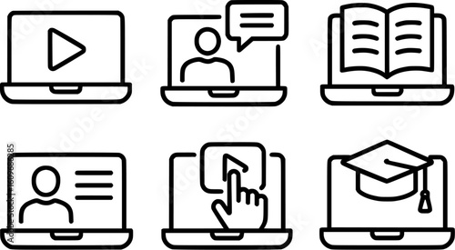 online course learning vector icons pack 