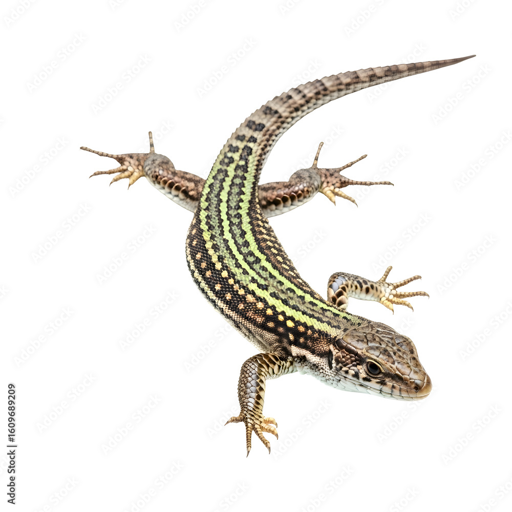 Naklejka premium European wall lizard isolated on black