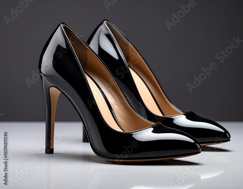 Stylish Black Ladies Shoes Fashion Close-Up