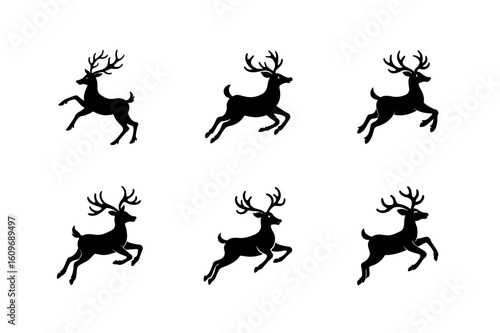 reindeer jumping vector illustration
