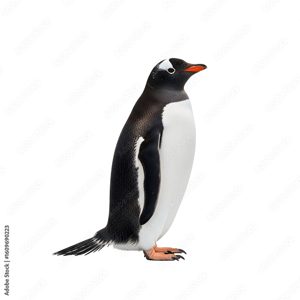 Fototapeta premium Gentoo penguin on a black background