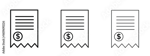 Bill icon linear style sign for mobile concept and web design.