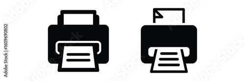 Professional printer icons symbolizing document output and office technology for modern business needs, conveying efficiency and connectivity.