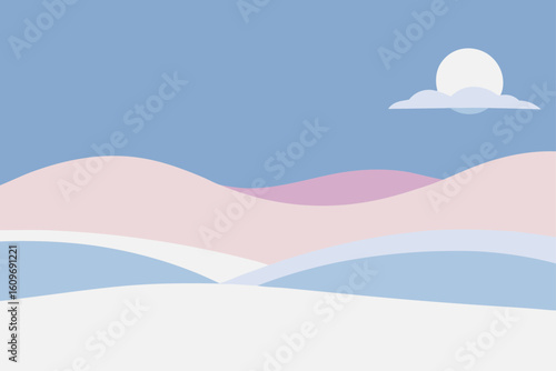 Minimalist Winter Landscape with Rolling Snowdrifts