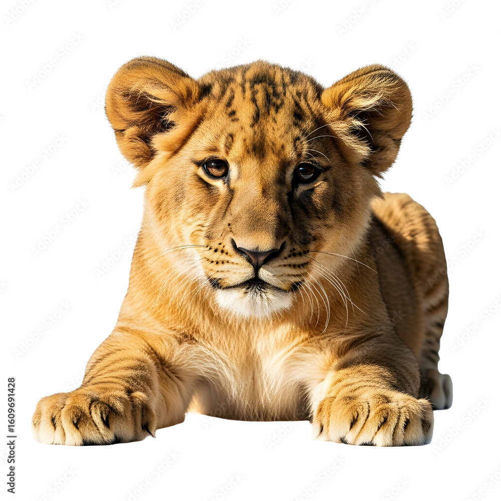 Fototapeta premium Lion cub isolated against black background