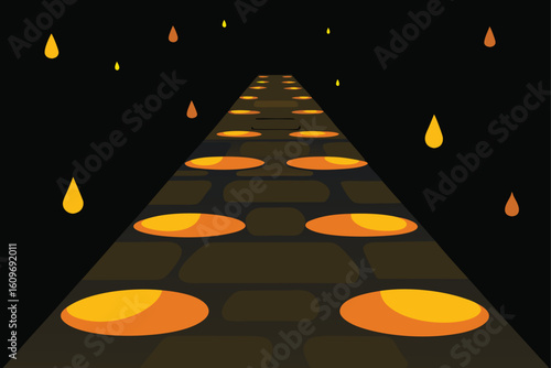 wet stone street glow