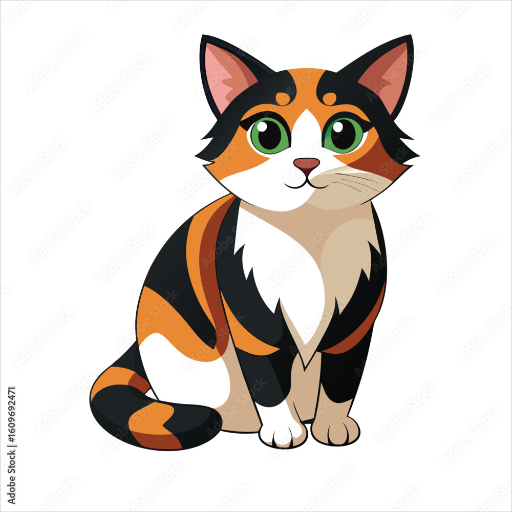 Fototapeta premium Vector Art of Calico Cat