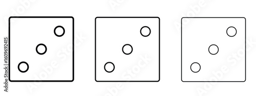 Dice three icon linear style sign for mobile concept and web design.