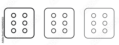 Dice six icon linear style sign for mobile concept and web design.