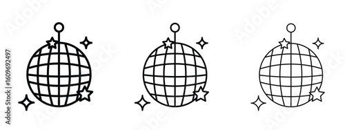 Disco ball icon linear style sign for mobile concept and web design.