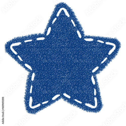 blue star fabric  (drawn using a pencil)