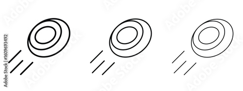Flying disc icon linear style sign for mobile concept and web design.
