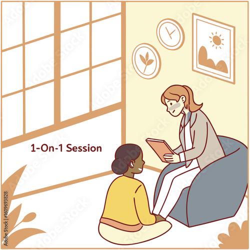 Professional life coach conducting a one on one consultation session with a client offering guidance and support for personal growth and development