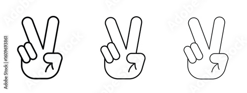 Hand peace icon linear style sign for mobile concept and web design.