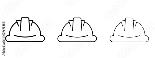 Hard hat icon linear style sign for mobile concept and web design.