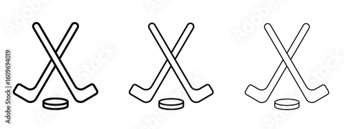 Hockey sticks icon linear style sign for mobile concept and web design.